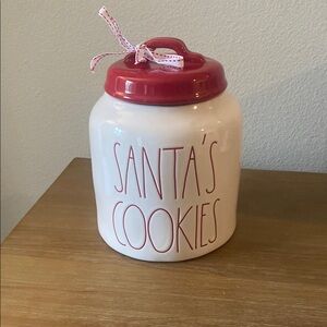 Rae Dunn Artisan Collection Santa's Cookies Jar with Red Lid